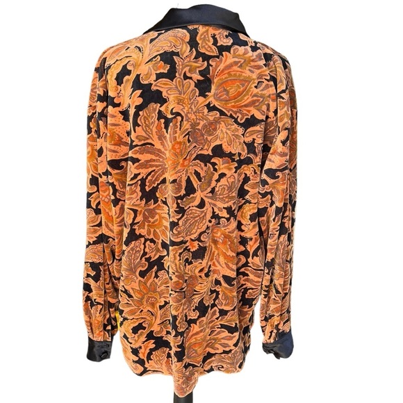 Rare Vintage 90s  Liz Sport Velvet Floral oversized top size Xlarge - Picture 2 of 4